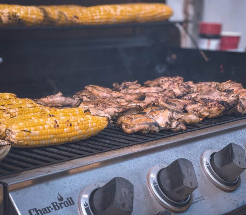Chicken and Corn on a Grill Chicken and Corn on a Grill