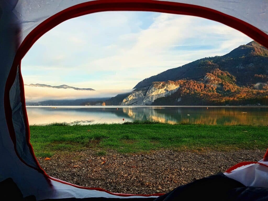 Camping nature from a tent