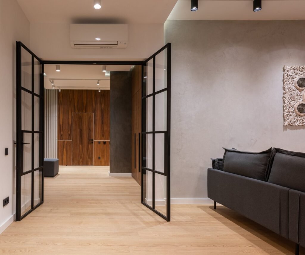 Room interior with glass doors scaled Room interior with glass doors scaled