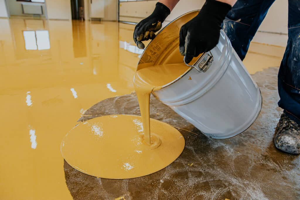 Painting Floor epoxy resin in an industrial project