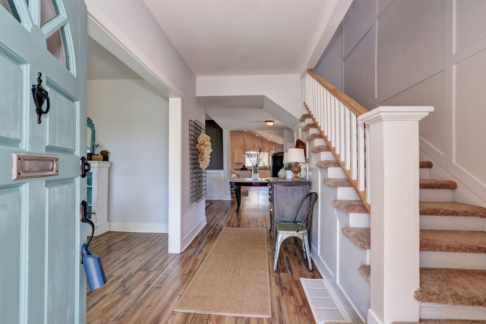 Nicely furnished hallway interior with vintage cabinet Nicely furnished hallway interior with vintage cabinet