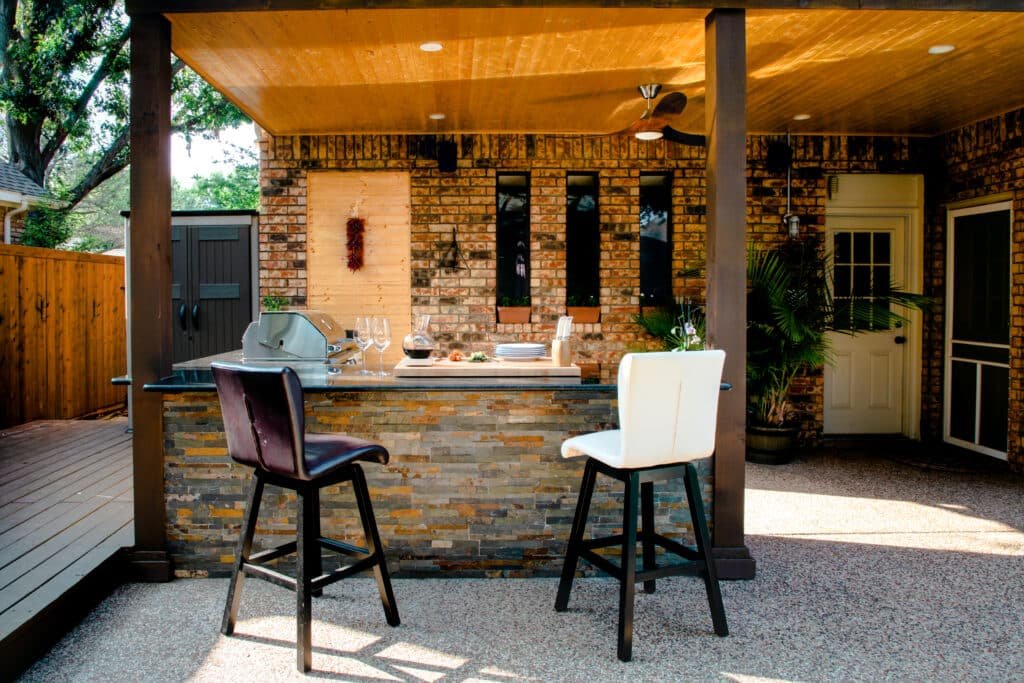 Modern outdoor kitchen on a sunny summer Modern outdoor kitchen on a sunny summer