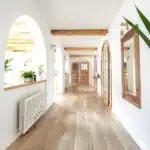 Wooden handmade mirror in hallway design interior 1200x800 1