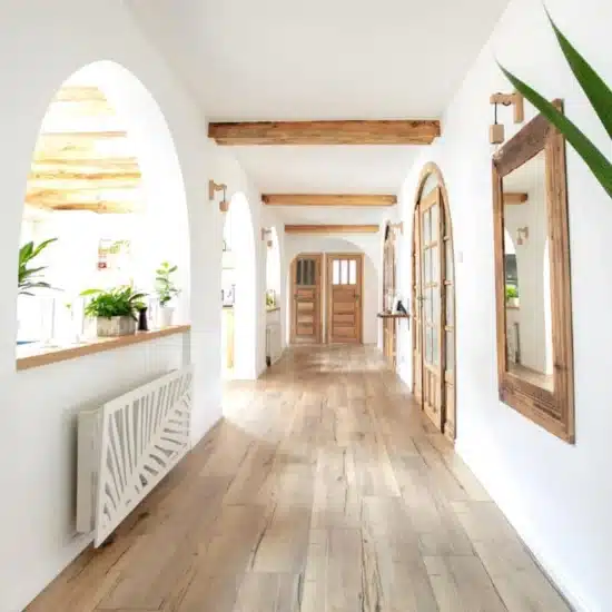 Wooden handmade mirror in hallway design interior 1200x800 1