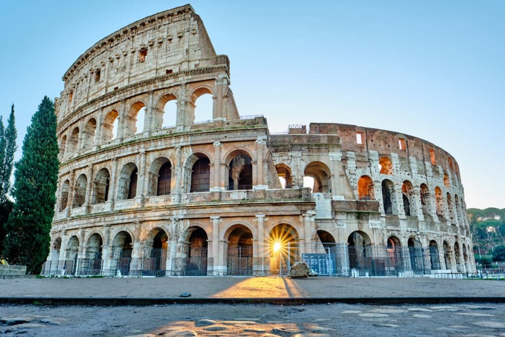 Colosseum at sunrise in Rome, Italy Colosseum at sunrise in Rome, Italy