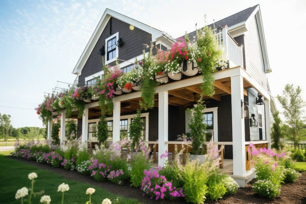 flowers on the modern farmhouse exterior flowers on the modern farmhouse exterior