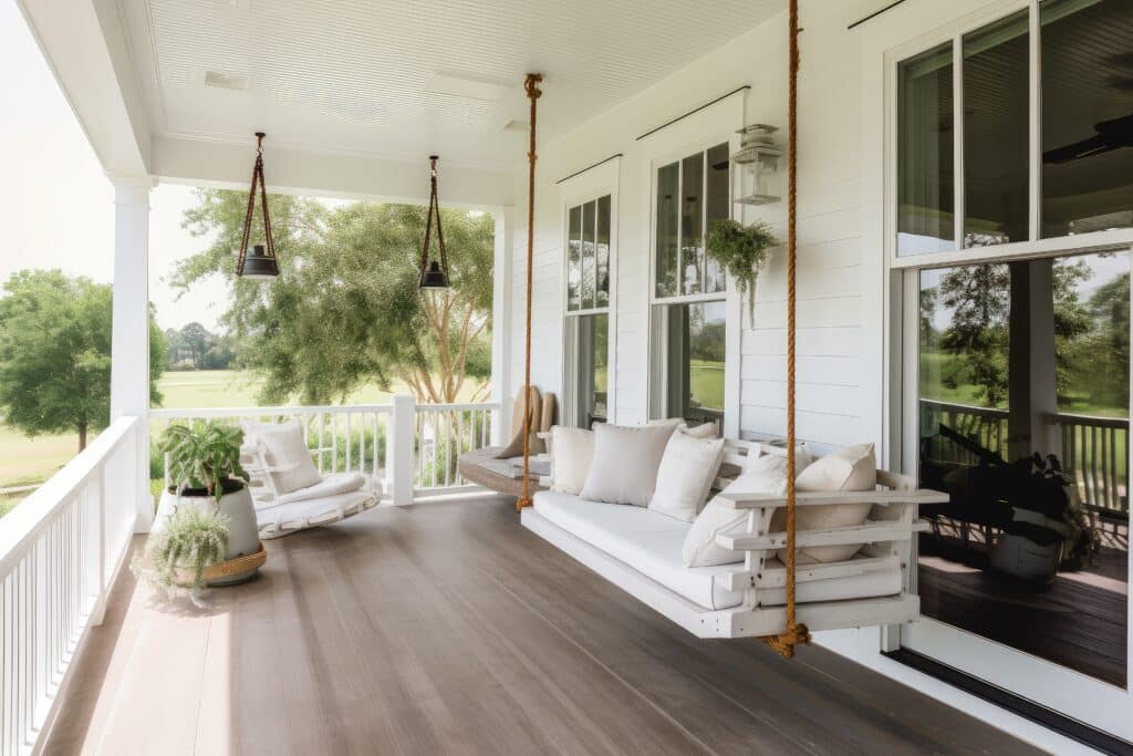 Modern farmhouse with porch and swing