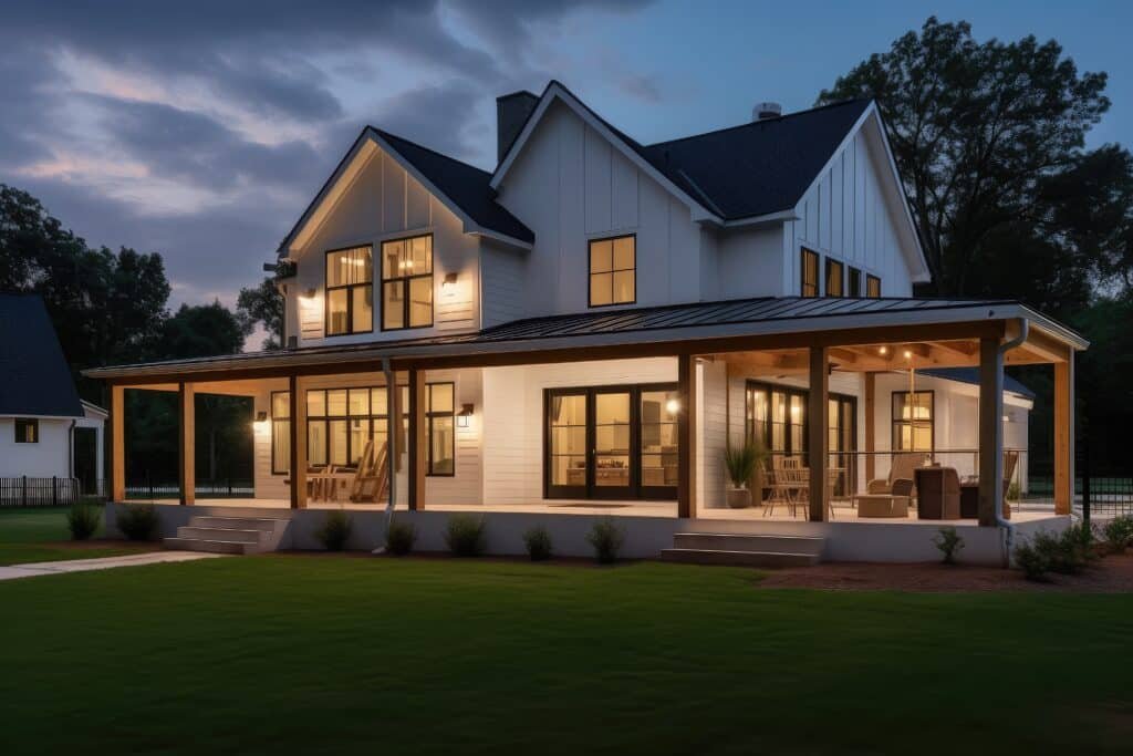 Modern farmhouse with wraparound porch Modern farmhouse with wraparound porch