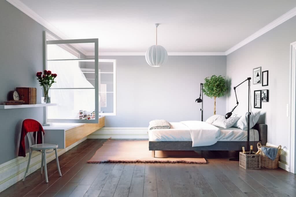 Beautiful windows in bedroom view Beautiful windows in bedroom view