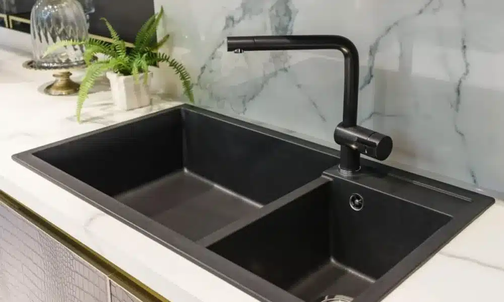 Contemporary matte black undermount kitchen sink 1200x800 1