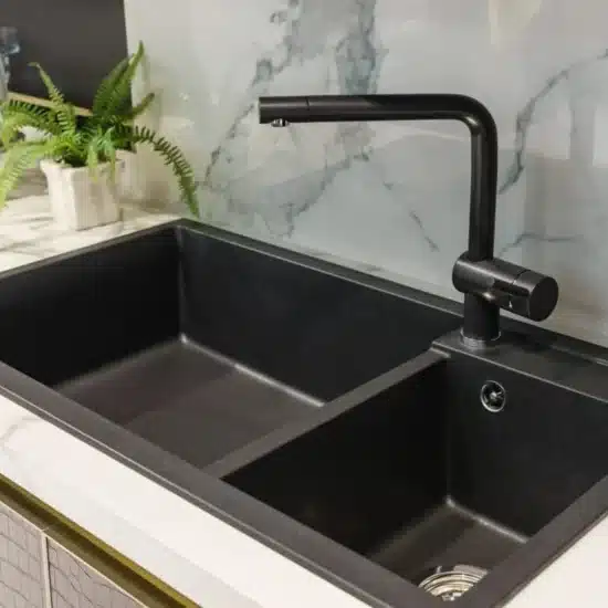 Contemporary matte black undermount kitchen sink 1200x800 1