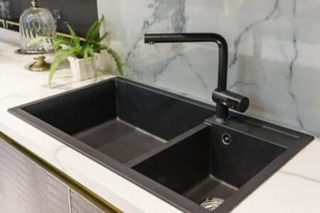 Contemporary matte black undermount kitchen sink