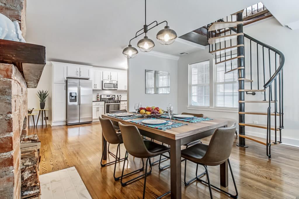 Modern Kitchen with Spiral Staircase Modern Kitchen with Spiral Staircase