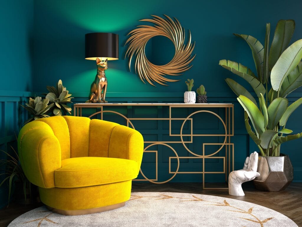 Decorative sun shape mirror in gold paint Decorative sun shape mirror in gold paint