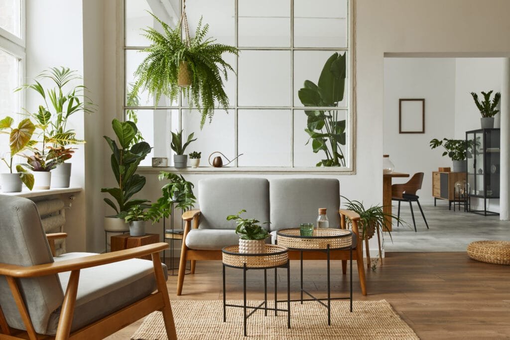 Modern scandinavian interior of living room