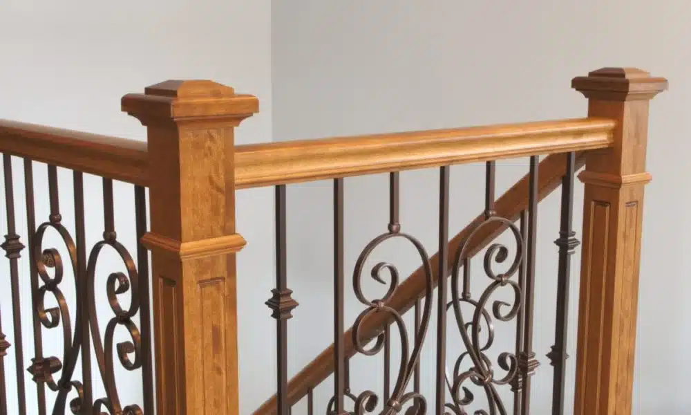 Wood stairs newel handrail staircase home interior 1200x779 1