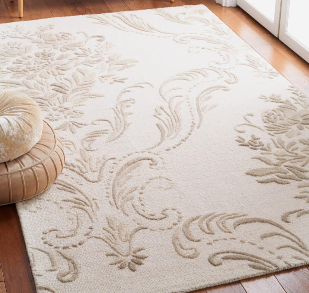 Floral pattern handmade wool area rug