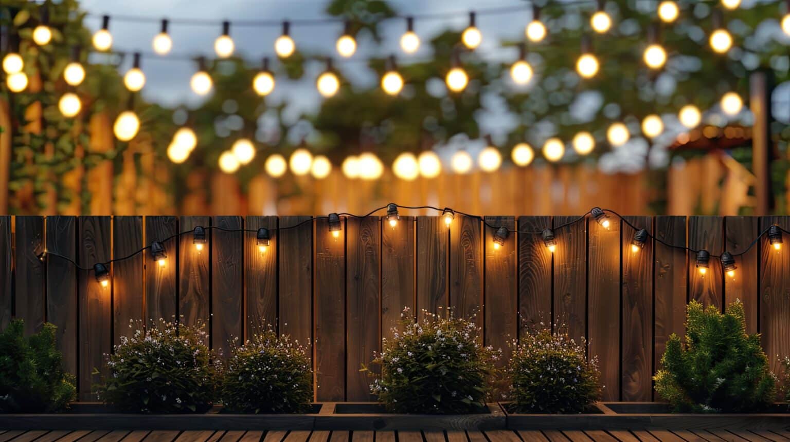 Outdoor Space with Fence Lights