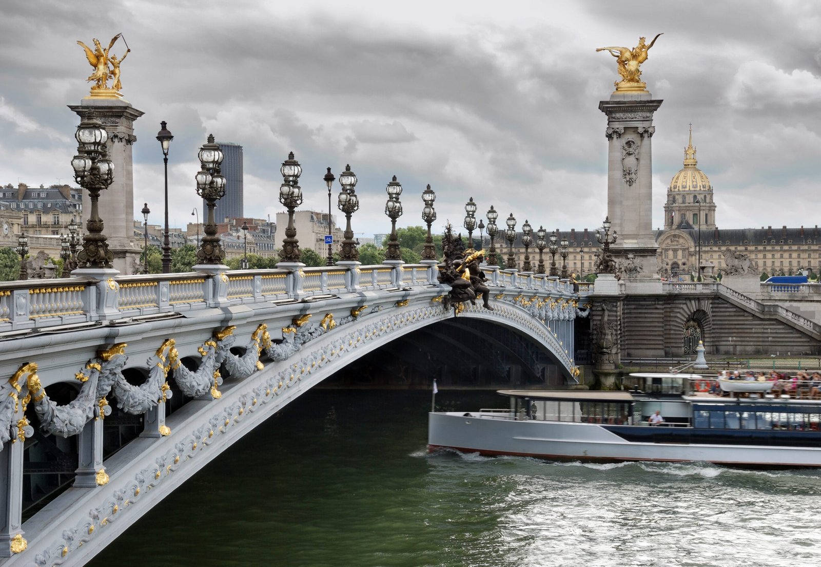 The bridge Alexander III across river Seine in Paris, France The bridge Alexander III across river Seine in Paris, France