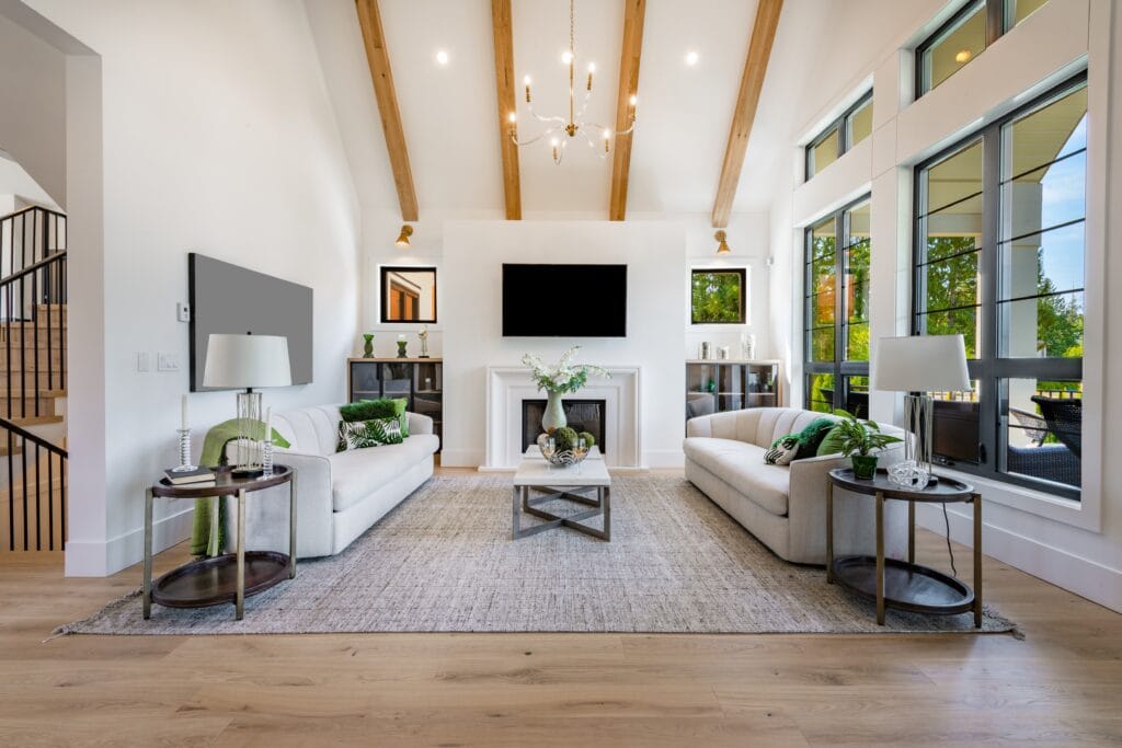 Installing vaulted ceiling beams in the house