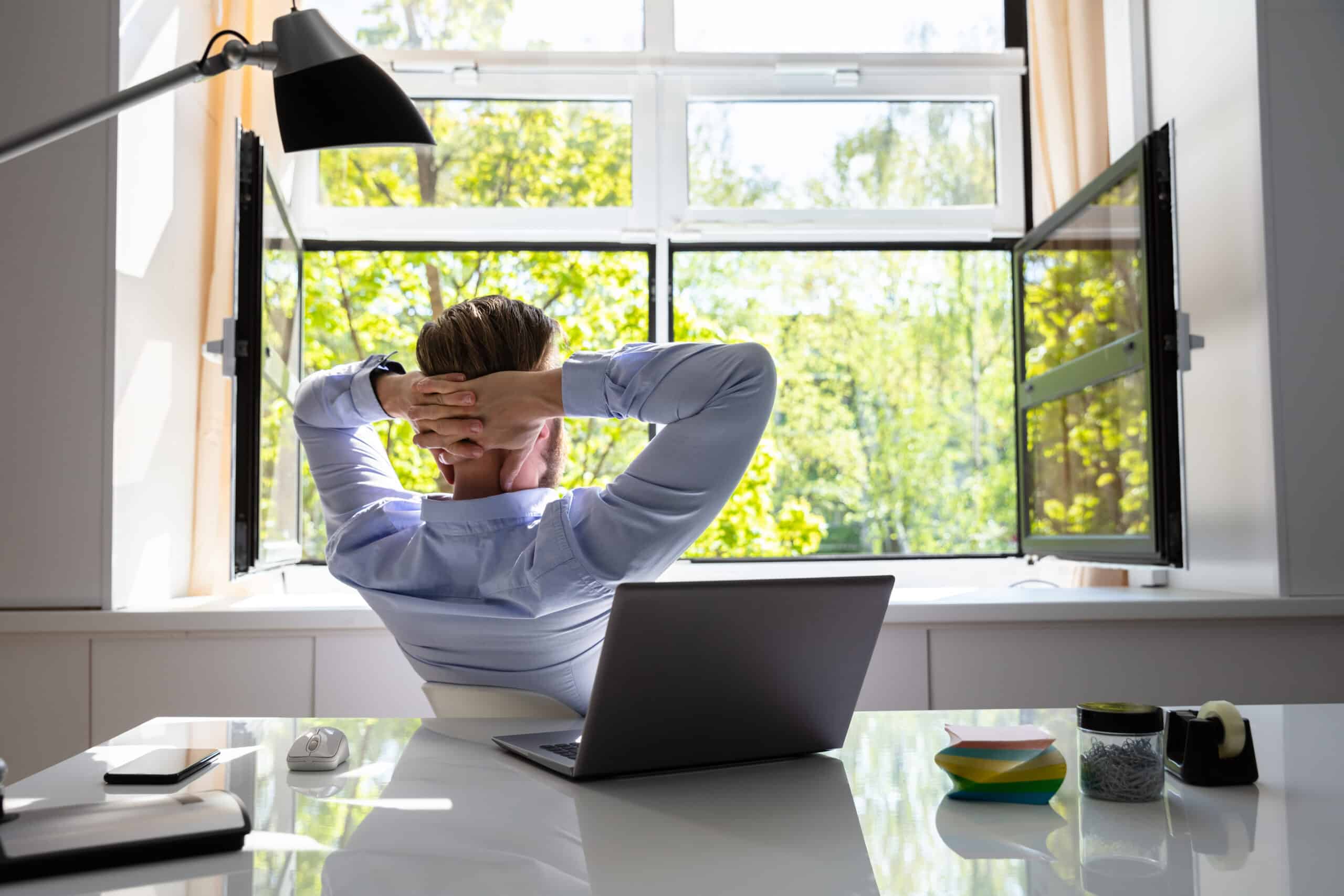 Men's Home Office by the Window 