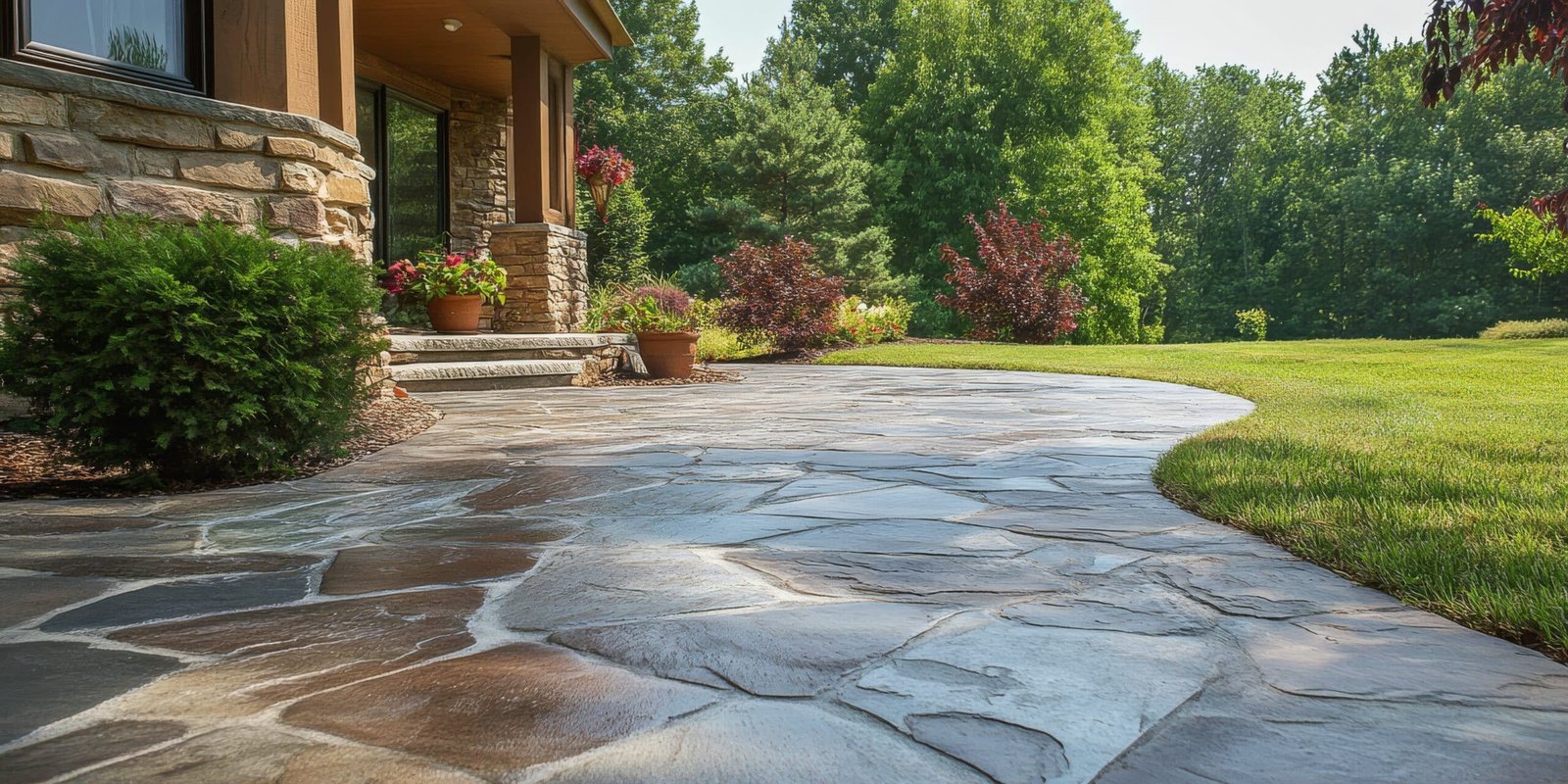 Stylish Flagstone Patio Entrance Stylish Flagstone Patio Entrance