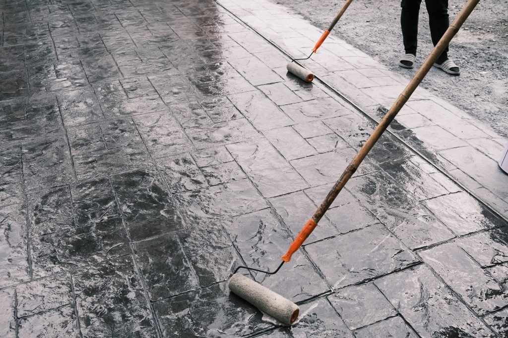 Coating concrete stamp floors Coating concrete stamp floors
